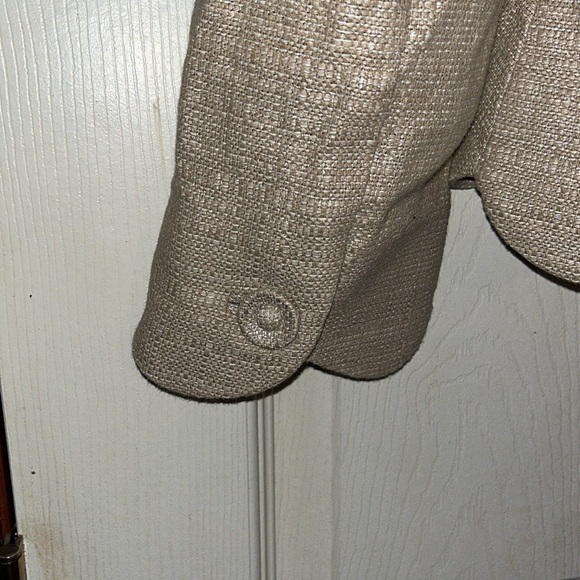 Anthropology Elevenses-6-beige,office siren,Metallic Scallop,crop, blazer/jacket - Picture 3 of 13